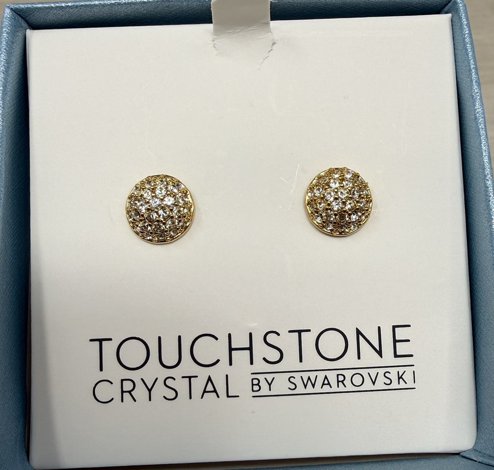 Touchstone Crystal by Swarovski Golden Must Have Pave Studs Gold Tone 9mm